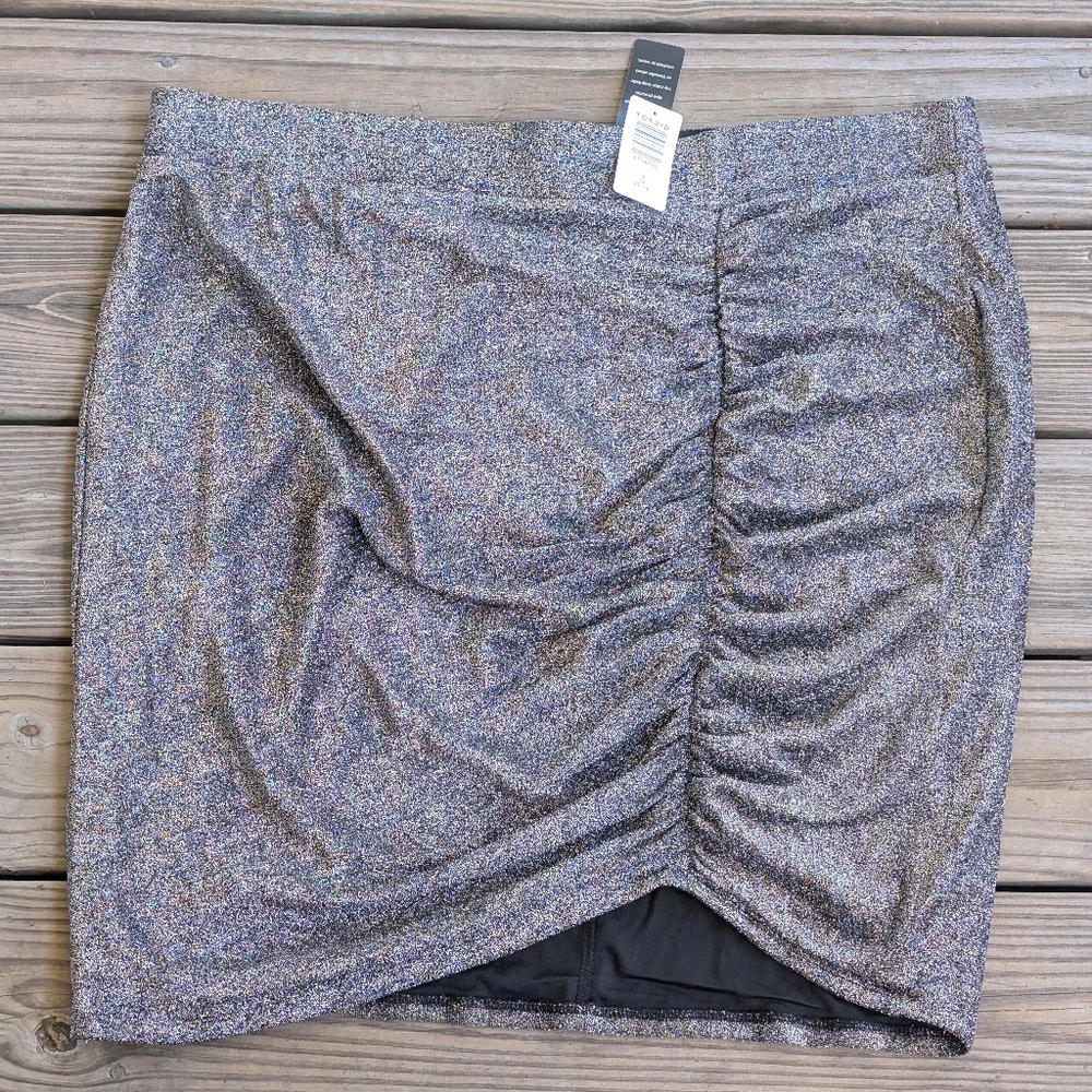 Torrid 3X Silver, Glittery Stretch Pencil Skirt